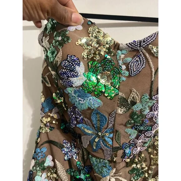 Elegant Strapless Floral Dress - Picture 7 of 15